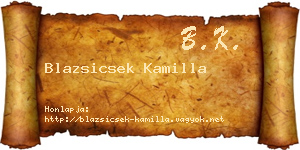 Blazsicsek Kamilla névjegykártya